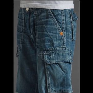 True Religion denim cargo shorts.